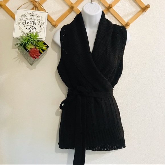 ⭐️🌟Elie Tahar Brown Knit Wrap Sweater Vest Sz M - Picture 2 of 14